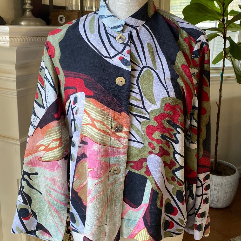 Citron Santa Monica 100% Silk Blouse Top PL Petite Large